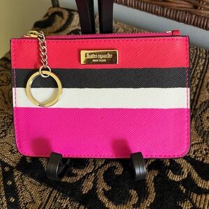Kate Spade  striped  ID / card case Key Chain wallet